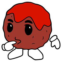 meatball character illustration hand drawn isolated vector
