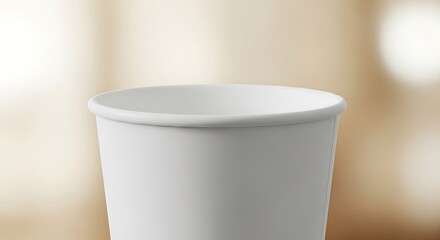 Sleek white paper cup against a blurred background, perfect for showcasing products or beverages