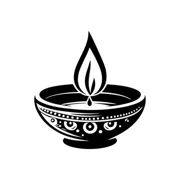 black diya lamp burning bright clip art preview