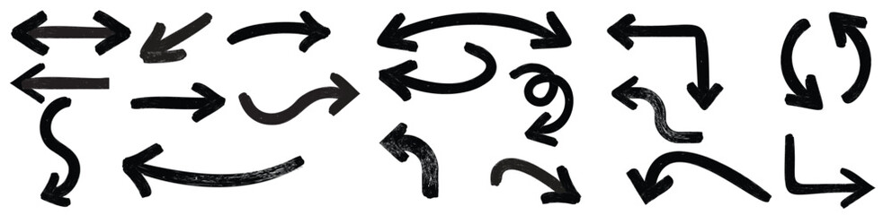 Distressed Grunge Arrow Brush Collection – Hand-Drawn Vector Set