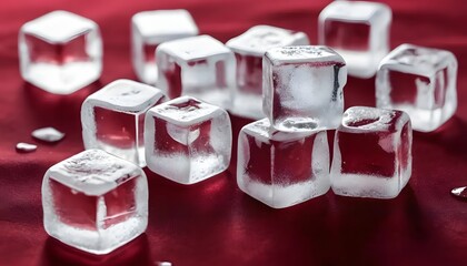 Transparent Ice on Velvet Fabric Background