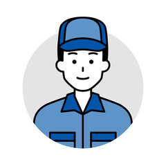 つなぎ作業服の男性のアイコン（ノーマル）