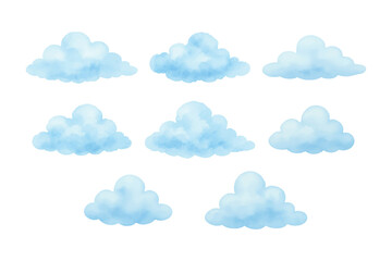 watercolor soft blue clouds bundle