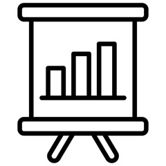 Presentation Board Outline Icon Design Vector - Bar chart on an easel board, symbolizing business presentation or data explanation
