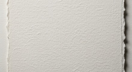 Textured Off-White Handmade Paper with Deckled Edge and Subtle Wrinkles