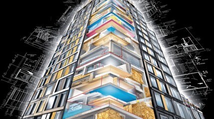 Fototapeta premium Innovative architectural design showcase urban setting graphic visualization modern environment aerial perspective structural concepts