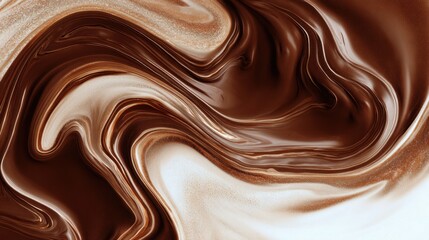 Rich chocolate and creamy caramel swirl together to create an enticing abstract pattern. This smooth blend features deep browns and vibrant highlights, ideal for dessert presentations.