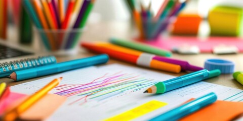 Draw Lines on Paper with Colorful Pencils for Artistic Creations and Design