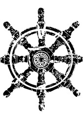 Obraz premium Vector Detailed ship wheel with nautical elements.