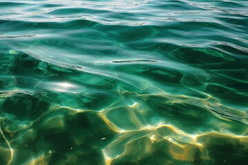 Obraz premium Abstract Water Surface with Turquoise and Emerald Hues Reflecting Sunlight - Evokes Serenity