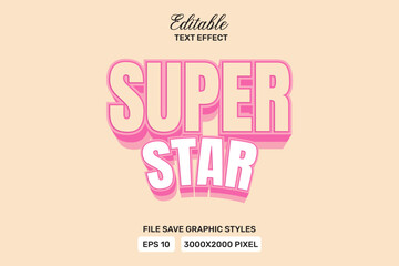 Editable super star text effects 3d template style premium vector.