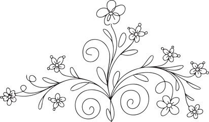 Delicate floral vine with swirling tendrils and small blossoms vector