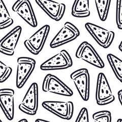 doodle pizza pattern background. Seamless Pattern pizza doodle style. pizza hand draw pattern background. pizza pattern for packaging.