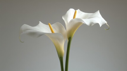 Elegant calla lilies studio setting floral photography minimalistic background close-up perspective beauty and nature concept