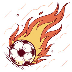 Fototapeta premium Burning Football Ball with Fiery Flames, Powerful Soccer Sports Illustration for Championship Banner.