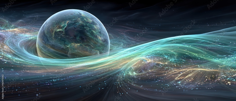 Wall mural planet enveloped in swirling nebula
