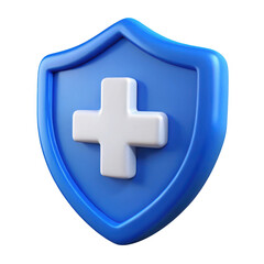 Fototapeta premium 3d medical shield with cross isolated on transparent background