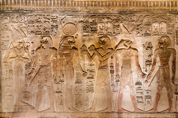 Egypt Travel-Ancient Hieroglyphs and Wall Carvings in Valley of the Kings © Patrick.W