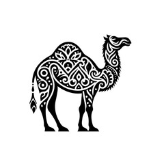 Fototapeta premium Illustration of a camel isolated on white background, a desert animal with humps