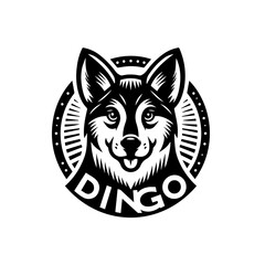 Fototapeta premium Illustration of a dingo head with the word dingo isolated on white background