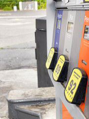 Three Grades of Fuel on a Gas Pump