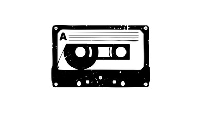 Obraz premium Vector Black and white of a vintage audio cassette tape.