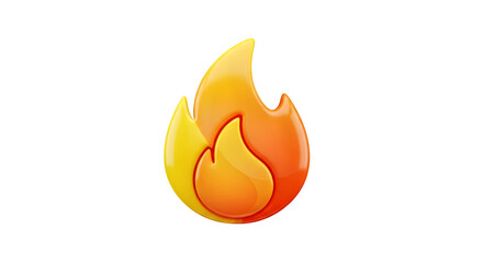 Dynamic 3D fire icon symbolizing heat, passion, and energy, perfect for representing trending topics or high-impact concepts with vibrant appeal.