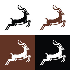 Jumping Deer Silhouette Vector Set