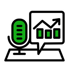 Podcast Analytics Dashboard Icon from Podcast Collection (Outline Color Lineal Style)