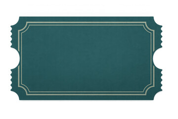 Teal ticket floating against transparent backdrop, providing ample negative space for graphic design and event branding needs