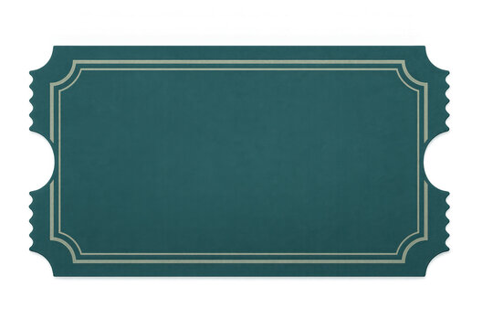 Teal ticket floating against transparent backdrop, providing ample negative space for graphic design and event branding needs