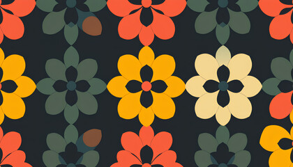 Geometric abstract pattern with stylized clover shapes, clean lines, bold colors, modern vector design
