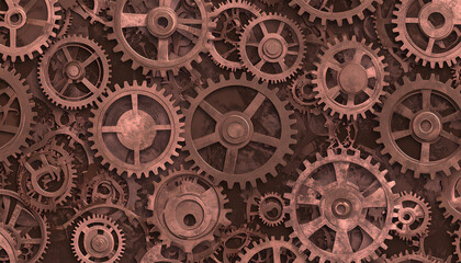 Rusty Gears Seamless Pattern.