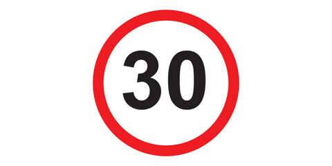 Circular speed limit sign showing 30