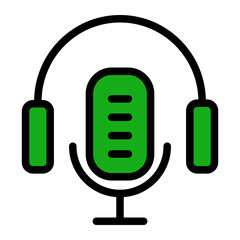 Audio Listening Device Icon from Podcast Collection (Solid Color Lineal Style)