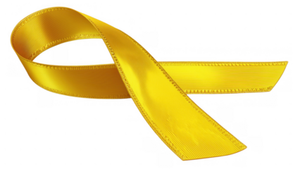 Yellow ribbon for awareness and support, created with AI, PNG