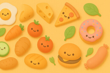 seamless pattern with vegetables and food