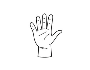 Obraz premium Minimalist line art of an open hand with five fingers showing the palm.
