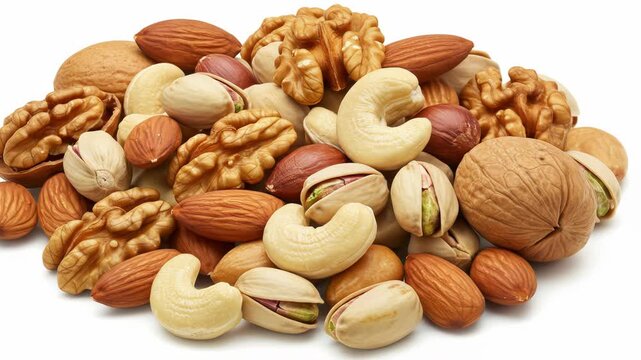 Assorted Nuts Still Life: Almonds, Cashews, Walnuts, and Pistachios