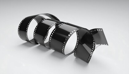 Black film reel on white background