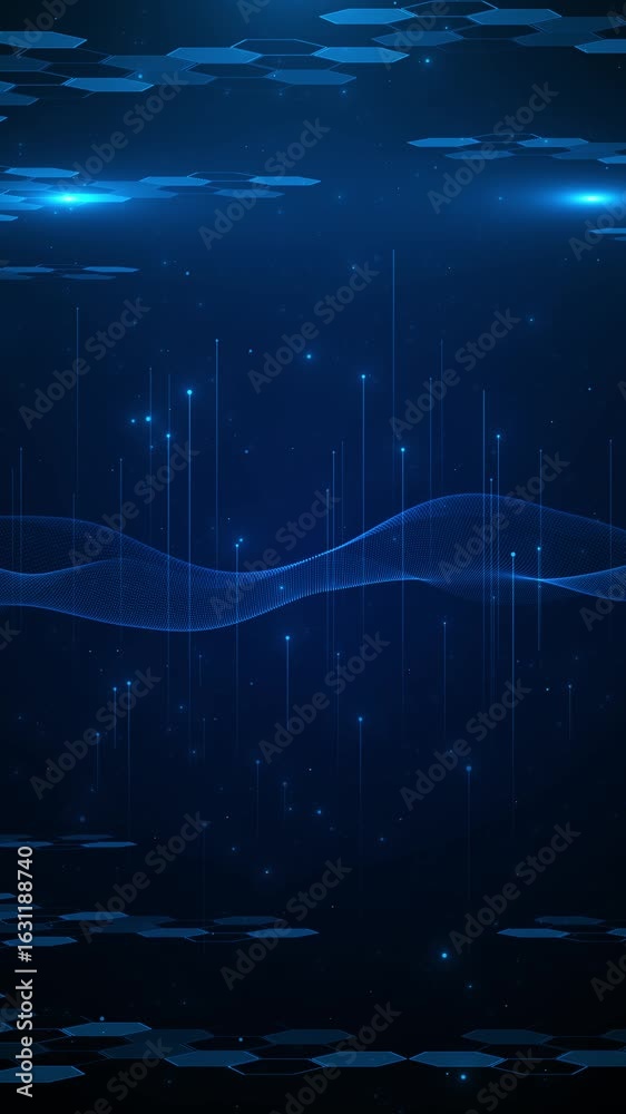 Wall mural ai technology, motion of digital data flow. technology network concept with moving lines and dots. a