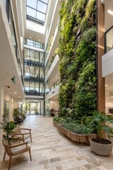 Modern atrium with a living wall