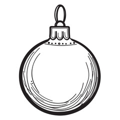 Christmas ball outline and silhouette icon set. Decoration for christmas tree.  
