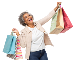 Black Friday shopper smiling with great deals