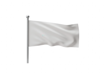 A waving white flag representing surrender or peace isolated on transparent background