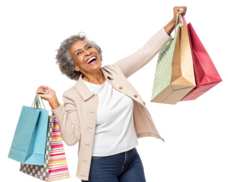 Black Friday shopper smiling with great deals