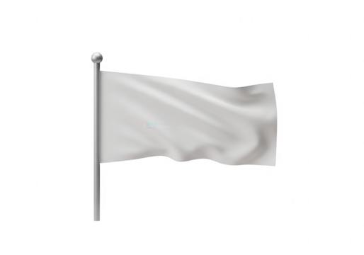 A waving white flag representing surrender or peace isolated on transparent background