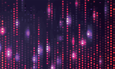 A purple background with red squares that are lit up. The squares are in different sizes and are arranged in a way that creates a sense of movement. Scene is energetic and dynamic