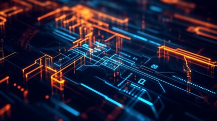 Complex futuristic circuit board design representing modern technologies