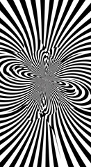 Hypnotic linear convergence radiating optical illusion in black and white design